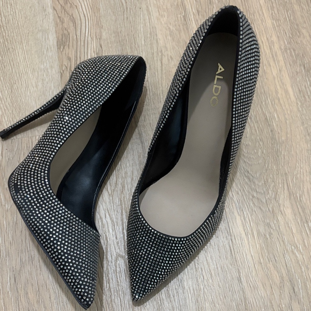 Aldo Stessy Black Stiletto Heels with Rhinestones ✨